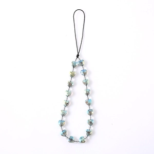 Colorful gradient heart beaded phone charm lanyard with clear round beads for bags