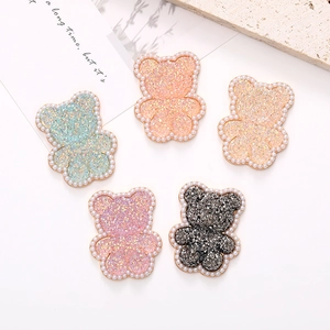 Sparkly acrylic bear charms with pearl edges in five vibrant colors for DIY crafts