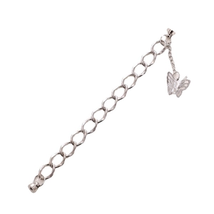 Polished silver metal butterfly pendant chain bracelet with cylindrical magnetic clasp