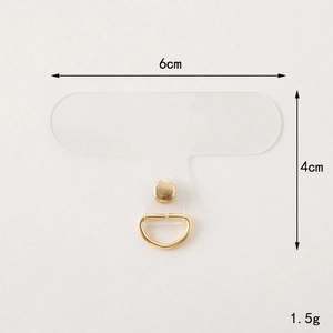 Attache de téléphone en PVC transparent avec anneau en D doré pour une dragonne universelle