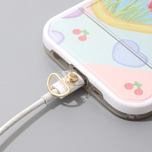 Patch de longe de téléphone en PVC transparent avec anneau en D doré dans la coque