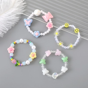 Bracelets en acrylique colorés avec tulipes et papillons au design sucré pour filles