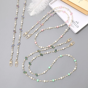 Luxurious crystal beaded crossbody phone straps with butterfly charms and gold lobster clasps