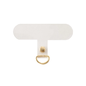 Languette de fixation en PVC blanc translucide avec anneau en D doré pour cordon de mobile