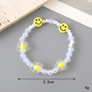 Bracelet en perles de tulipe en acrylique avec smileys, diamètre de 5,5 cm