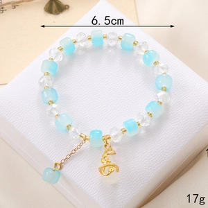 Bracelet en perles de verre colorées avec pendentif Ruyi doré et diamètre 6,5cm