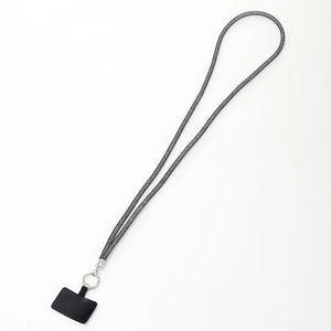 Cordon de téléphone en maille strass argentée avec mousqueton et patch de fixation