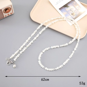 Baroque pearl crossbody phone strap with crystal beads and heart charm, 62cm length