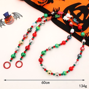 Halloween crossbody lanyard with multi-color acrylic beads and festive charms 60cm long