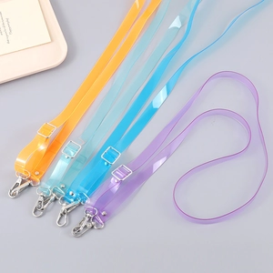 Adjustable colorful transparent PVC lanyards with metal lobster clasps in four colors