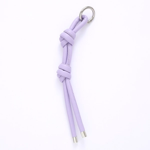 Light purple braided leather key chain with silver metal ring for bag accessories decoration