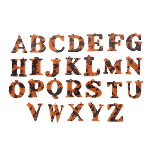 Set of 26 tortoise shell acrylic alphabet pendants for DIY jewelry and bag charms