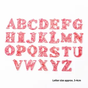 Kleurrijke acryl alfabet hanger set met roze marmer textuur voor DIY accessoires