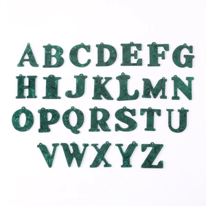 DIY dark green marble acrylic alphabet charms A-Z pendants set for jewelry making