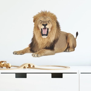 Sticker mural lion rugissant autocollant pour chambre d'enfant et décoration maison