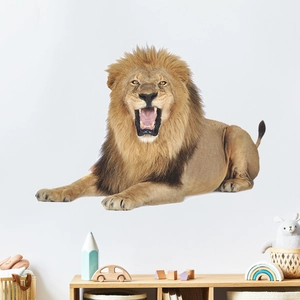 Sticker mural lion féroce rugissant pour chambre d'enfant et décoration murale moderne