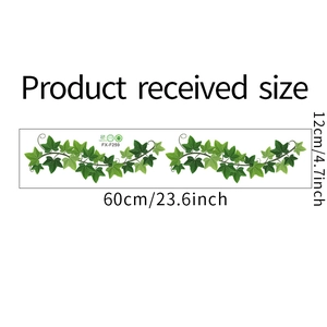 Detailed 60x12cm sheet of green ivy leaf wall stickers for home decoration