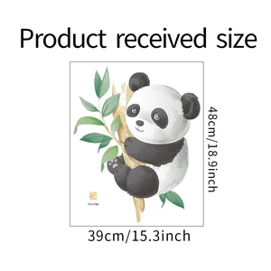 Cartoon panda wall sticker product sheet showing received size dimensions 48x39cm
