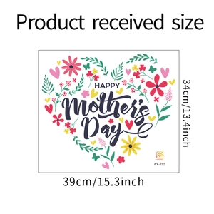 Detailed dimensions of Happy Mother's Day floral heart wall sticker 39x34cm size info
