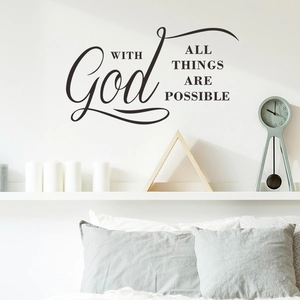 With God All Things Are Possible wall decal quote for modern living room decor