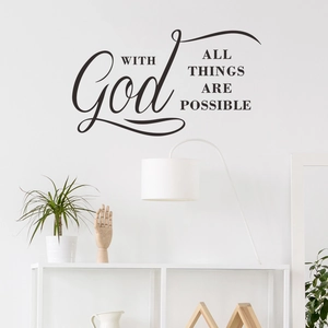Black motivational wall decal with phrase With God All Things Are Possible for home decor