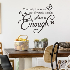 You Only Live Once motivational wall decal with butterflies for home living room decor