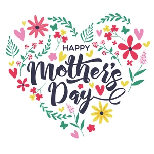 Floral heart wall sticker with Happy Mother's Day text and colorful butterfly elements