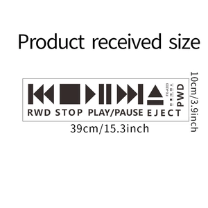 Detailed dimension sheet showing multimedia icons sticker with 39cm by 10cm size