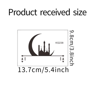 Size chart for black moon and castle wall sticker showing dimensions 13.7cm by 9.8cm