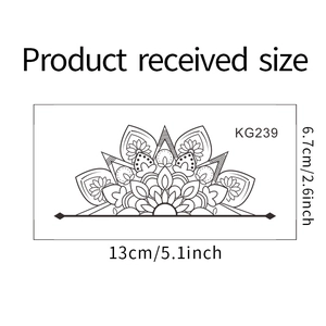 Detailed technical drawing of a mandala wall sticker with size 13cm by 6.7cm KG239