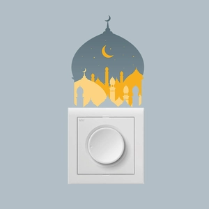 Muslim castle and moon starry wall sticker for home dimmer switch decoration