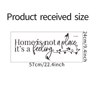 Detailed size chart for Home is Not a Place wall sticker with dimensions 57x24 cm