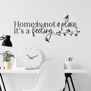 Black vinyl wall decal featuring Home Is Not A Place quote with birds for home decor