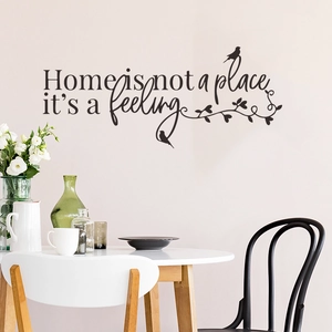 Home Is Not A Place It Is A Feeling Quote Wall Sticker Birds Vines Decor Removable Black PVC Art Mural For Living Room Bedroom