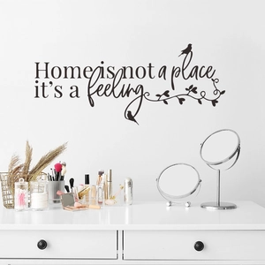 Home is not a place quote wall sticker with bird and vine decals for bedroom decor