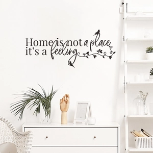 Inspirational Home is not a place vinyl wall decal sticker with birds and leaves design