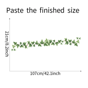 Detail view of ivy leaf wall sticker showing size 107cm by 21cm for home decoration