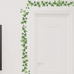 Fresh green vine wall stickers for home decoration on white wall and minimalist door