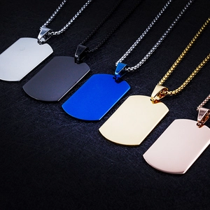 Polished stainless steel dog tags in silver black blue gold and rose gold colors