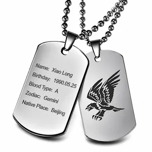 Stainless Steel Military Dog Tag Necklace For Men Women Polished Blank Pendant Necklace Personality Fashion Jewelry Gift
