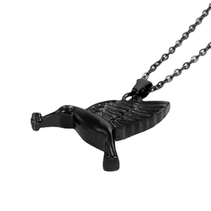Collana con ciondolo a forma di colibrì nero in acciaio inossidabile per ricordo