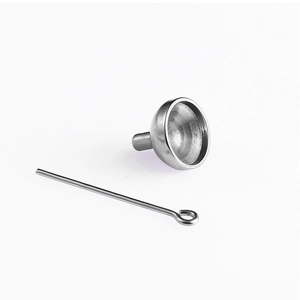 Polished stainless steel mini funnel and metal needle kit for urn necklace filling