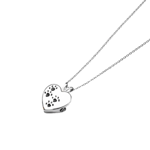 Collana a cuore in acciaio lucido con impronta per ceneri animali domestici ricordo