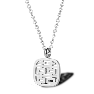 Collana con ciondolo doppia felicità cinese in argento e catena a O per matrimoni