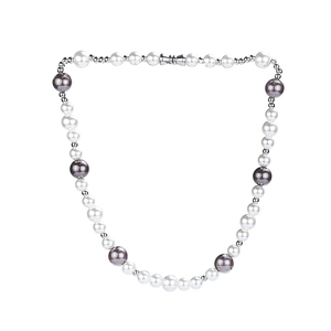 Retro Hip Hop Spliced Imitation Artificial Pearl Metal Necklace For Men Women Street Style Grey White Artificial Pearl Clavicle Chain Jewelry