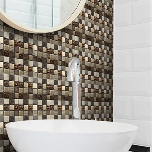 Stickers muraux mosaïque marron et or avec texture 3D pour décor de cuisine et salle de bain