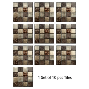 Autocollants de carrelage mosaïque motifs marbre doré, lot de 10 pour la décoration