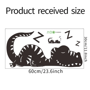 Sticker mural dinosaure guide des tailles 60x30cm en PVC adhésif pour chambre d'enfant