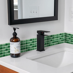 Self-adhesive green mosaic wall tiles for kitchen backsplash and bathroom renovation