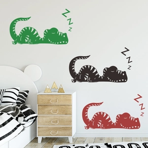 Stickers muraux dinosaures mignons vert, noir et rouge pour déco chambre enfant garçon